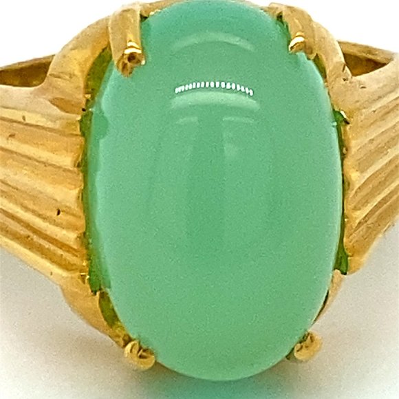 Green Cats Eye Calcite 11.25ct Solid 18K Gold Ring - Picture 6 of 6